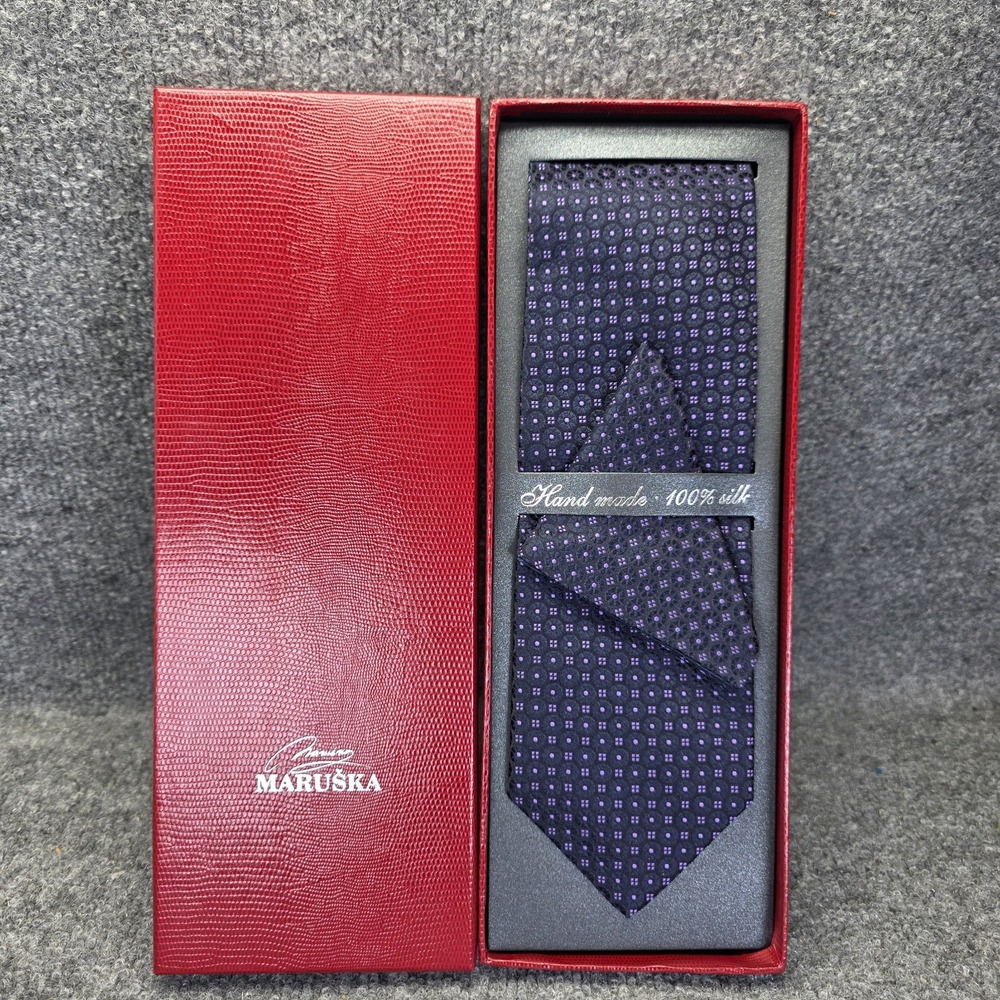 Studio Maruška Handmade Silk Tie Textured Geometric Blue